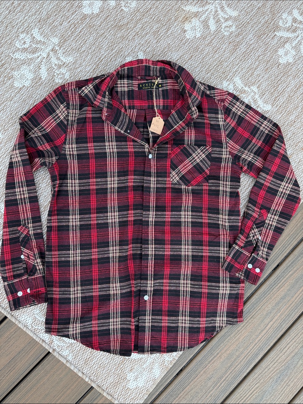 Activa USA Red and Black Plaid Button-Down Shirt